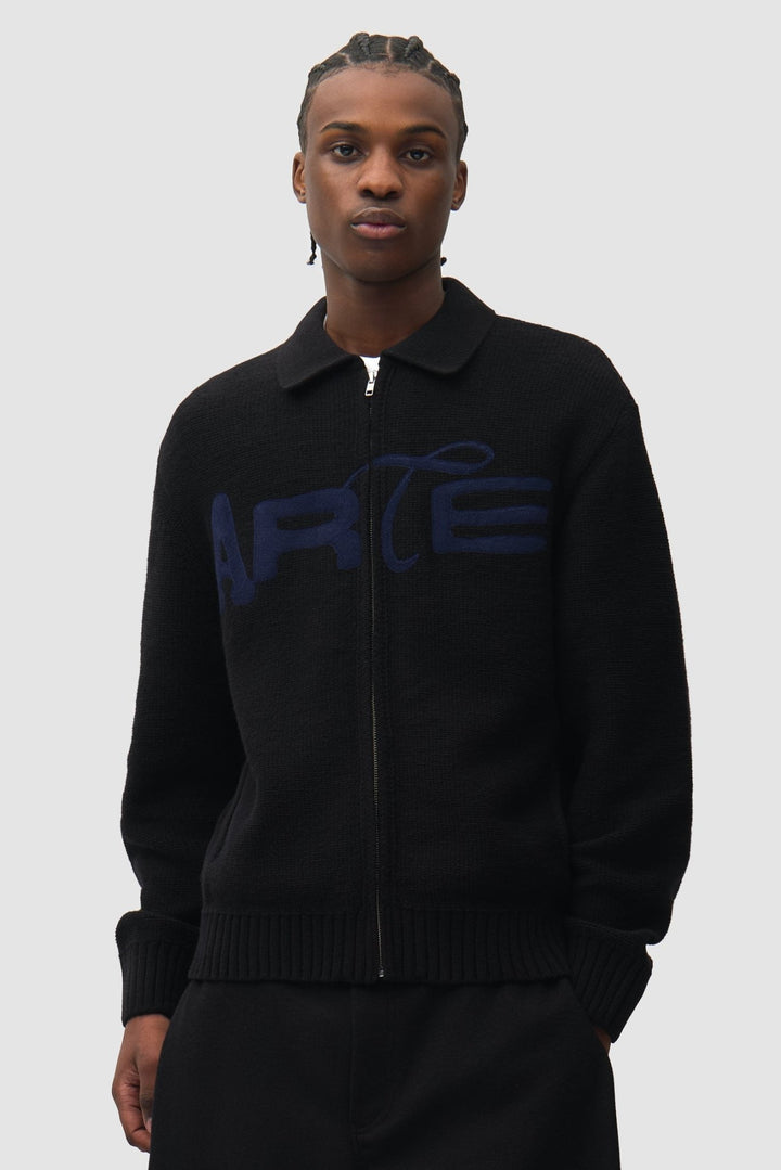 ARTE - Cardigan zippé Stencil Noir - Lothaire