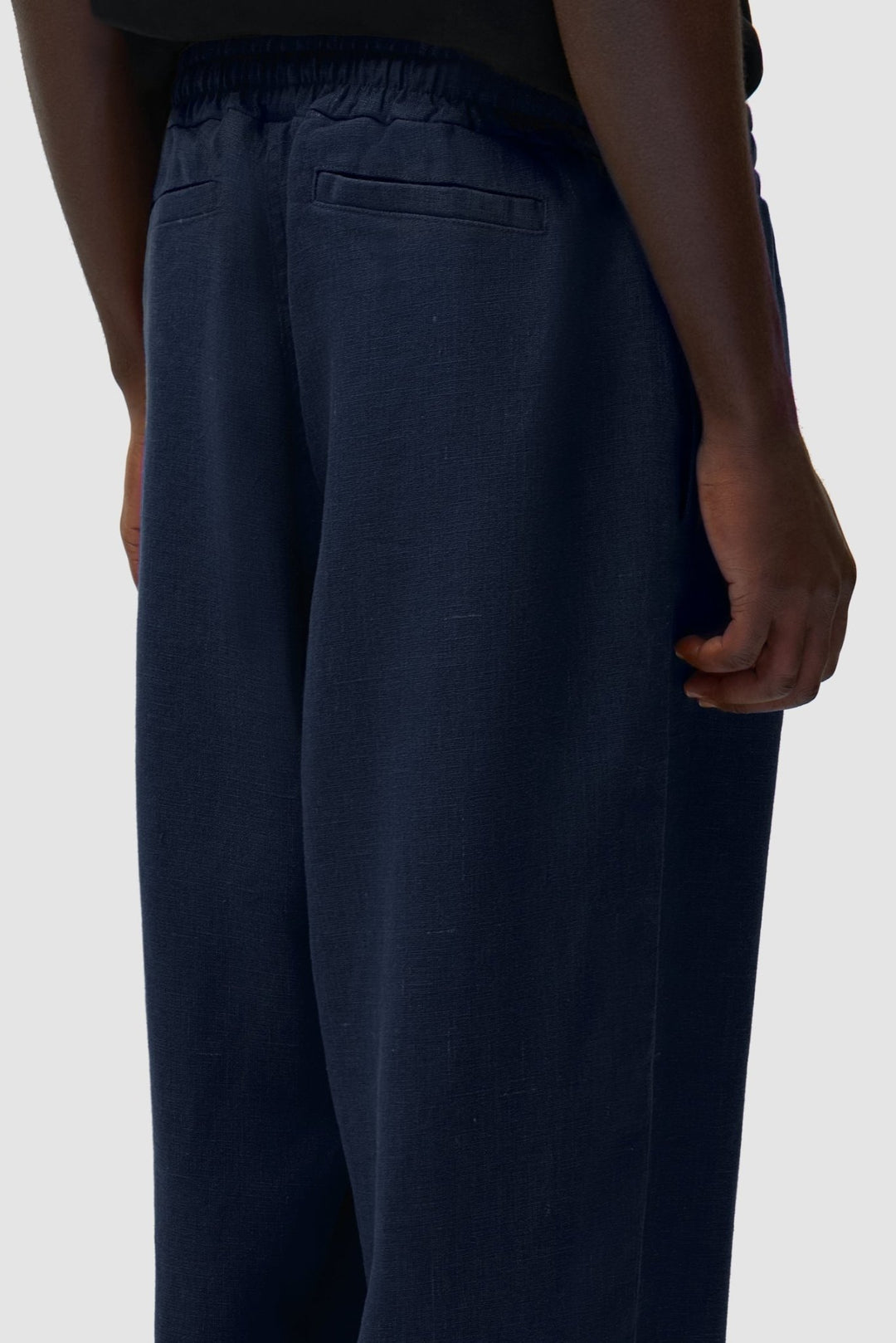 ARTE - Pantalon en lin à taille élastiquée Bleu marine - Lothaire