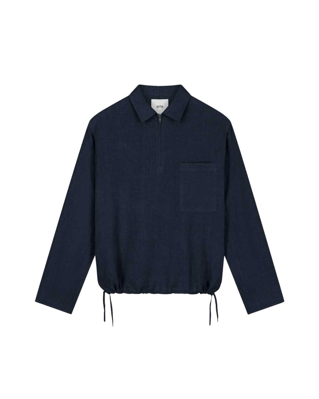 ARTE - Pull à fermeture éclair quart de longueur en lin Bleu marine - Lothaire