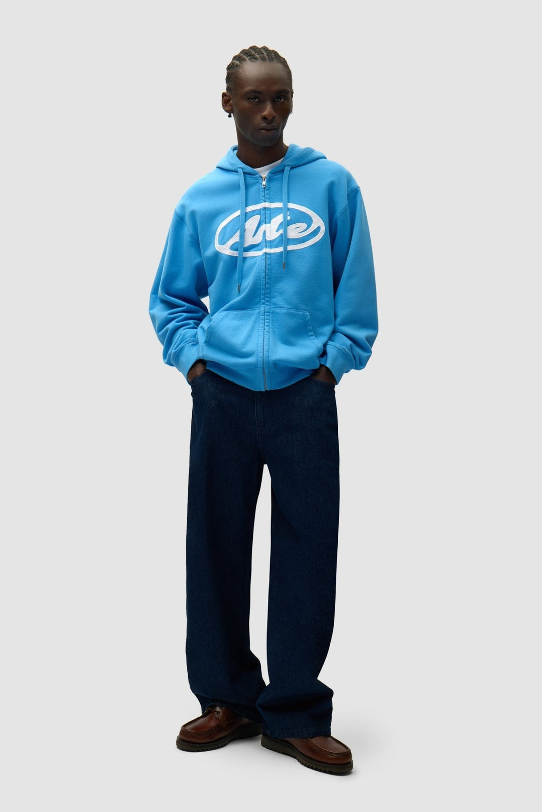 ARTE - Sweat à capuche zippé avec logo cercle Bleu ciel - Lothaire