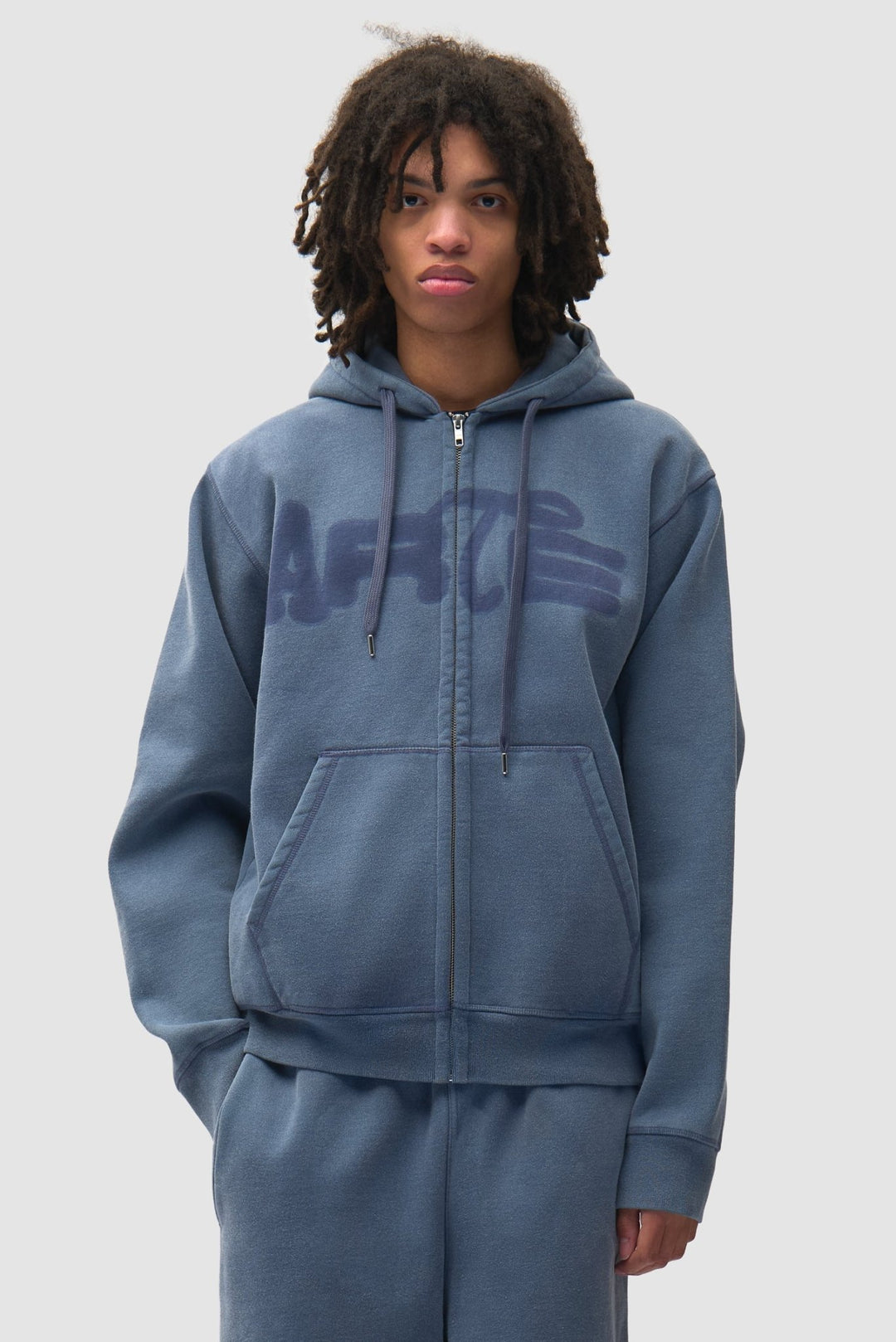 ARTE - Sweat zippé à capuche Stencil Sunfade Bleu marine - Lothaire