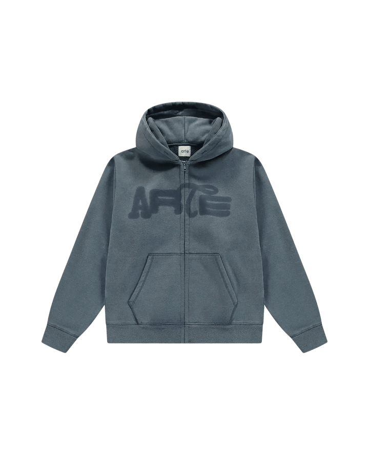 ARTE - Sweat zippé à capuche Stencil Sunfade Bleu marine - Lothaire