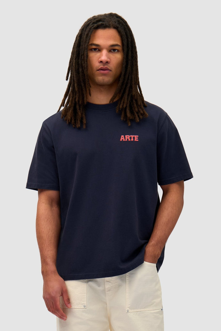 ARTE - T-shirt à imprimé mural dans le dos Bleu marine - Lothaire
