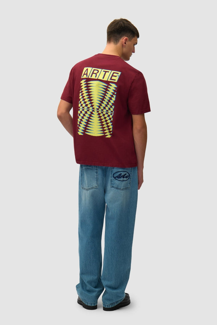 ARTE - T-shirt imprimé abstrait dos en coton Bordeaux - Lothaire