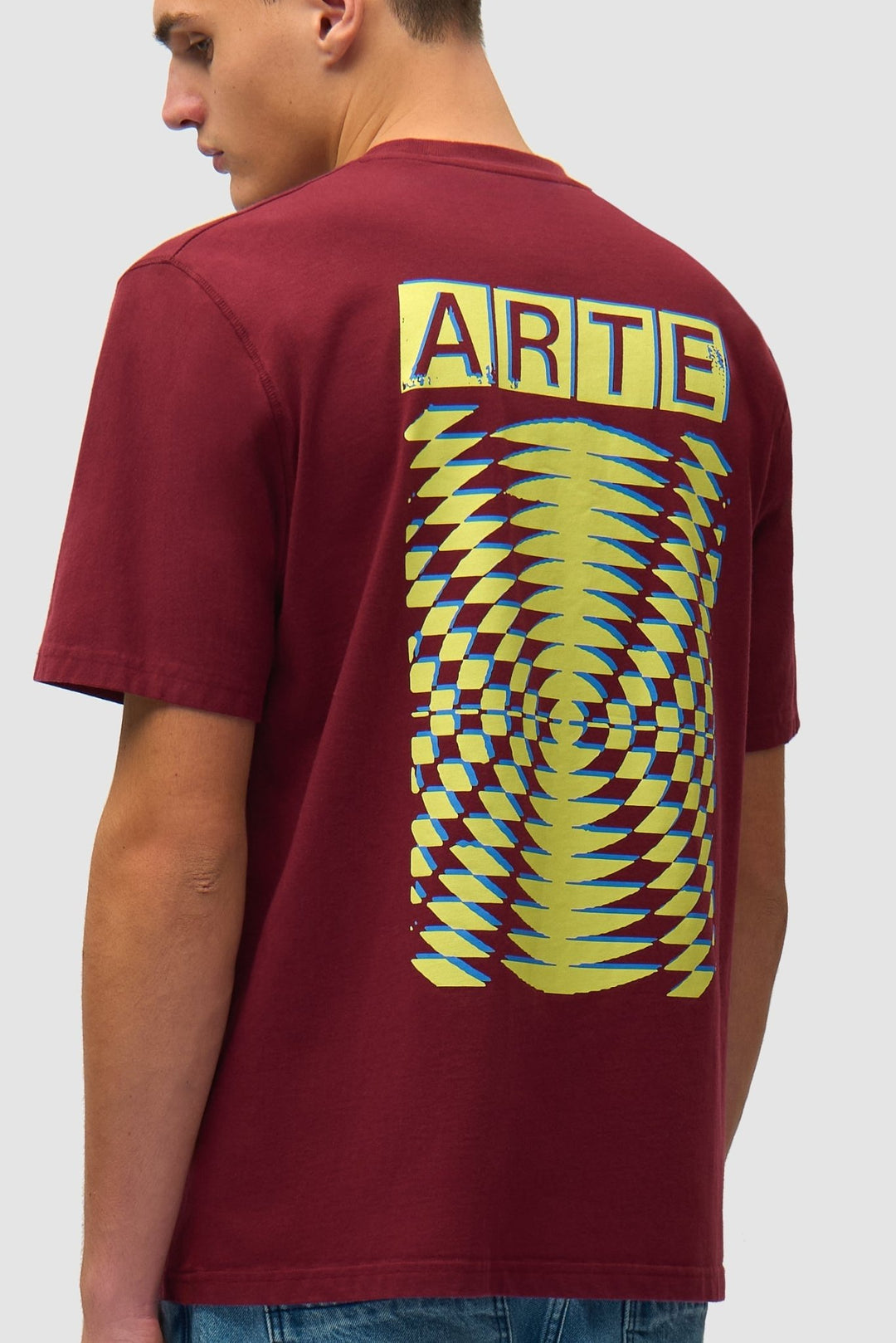 ARTE - T-shirt imprimé abstrait dos en coton Bordeaux - Lothaire
