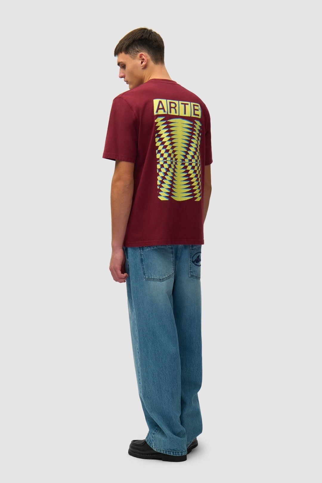 ARTE - T-shirt imprimé abstrait dos en coton Bordeaux - Lothaire