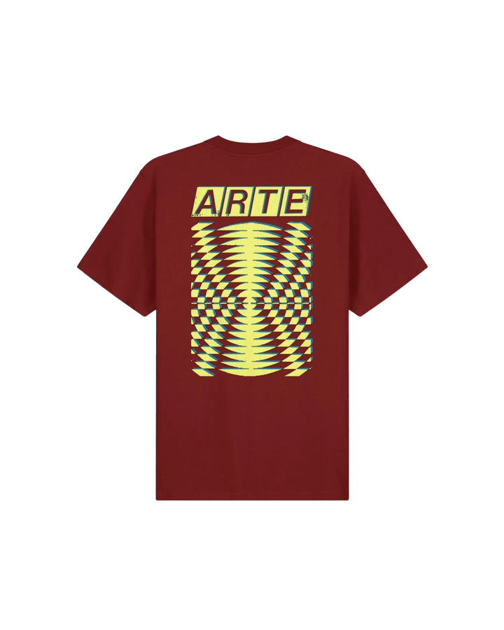 ARTE - T-shirt imprimé abstrait dos en coton Bordeaux - Lothaire