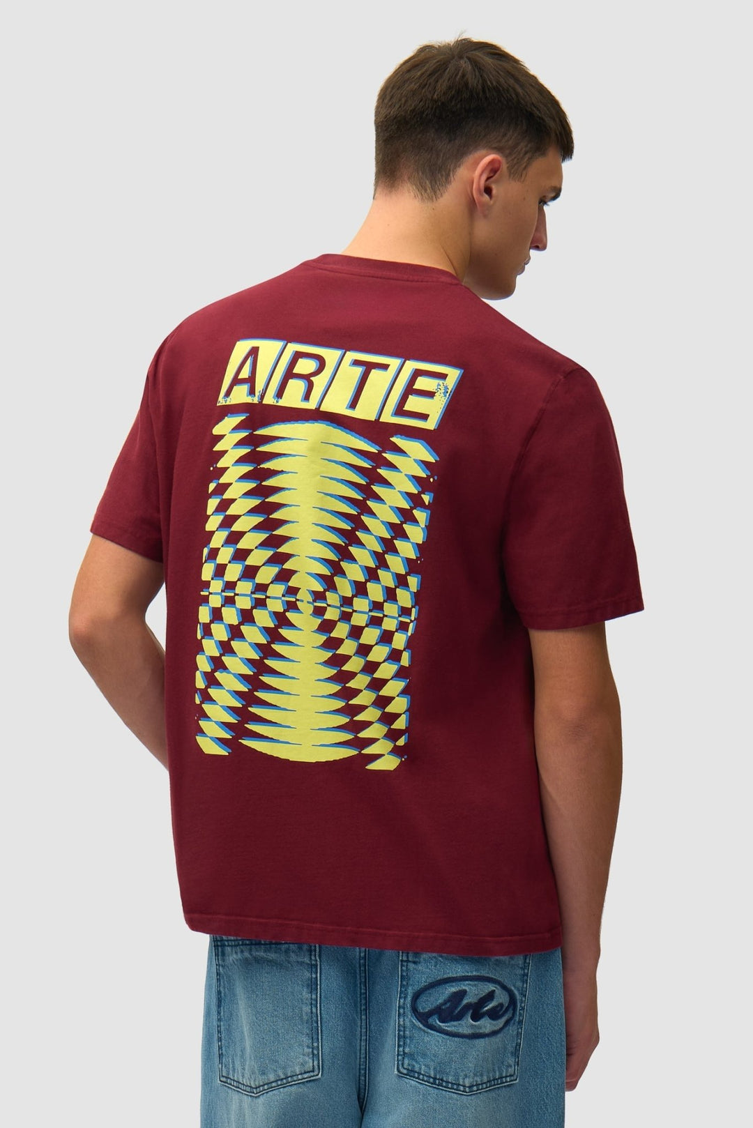 ARTE - T-shirt imprimé abstrait dos en coton Bordeaux - Lothaire