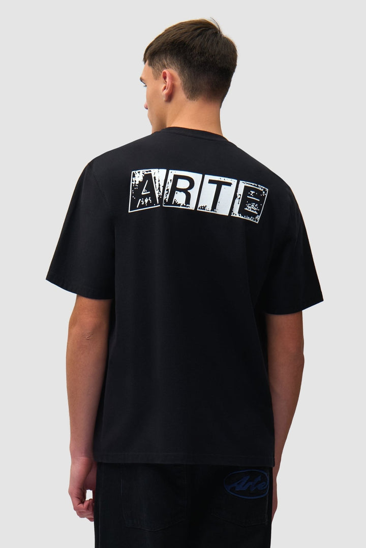 ARTE - T-shirt imprimé délavé au dos Noir - Lothaire