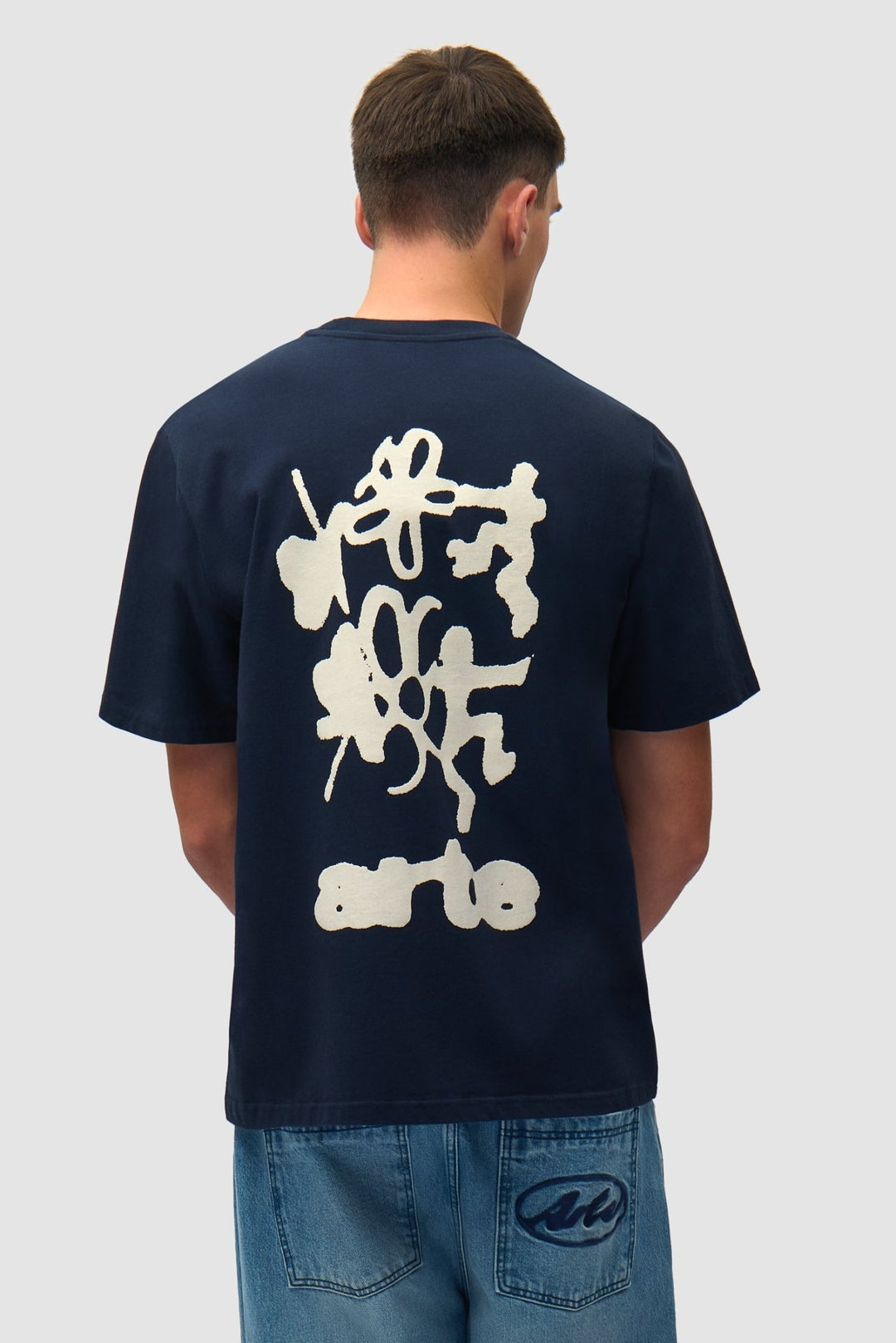 ARTE - T-shirt imprimé flou au dos en coton Bleu marine - Lothaire