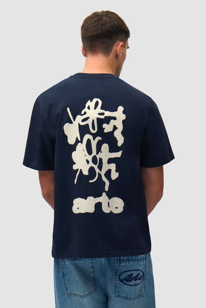 ARTE - T-shirt imprimé flou au dos en coton Bleu marine - Lothaire