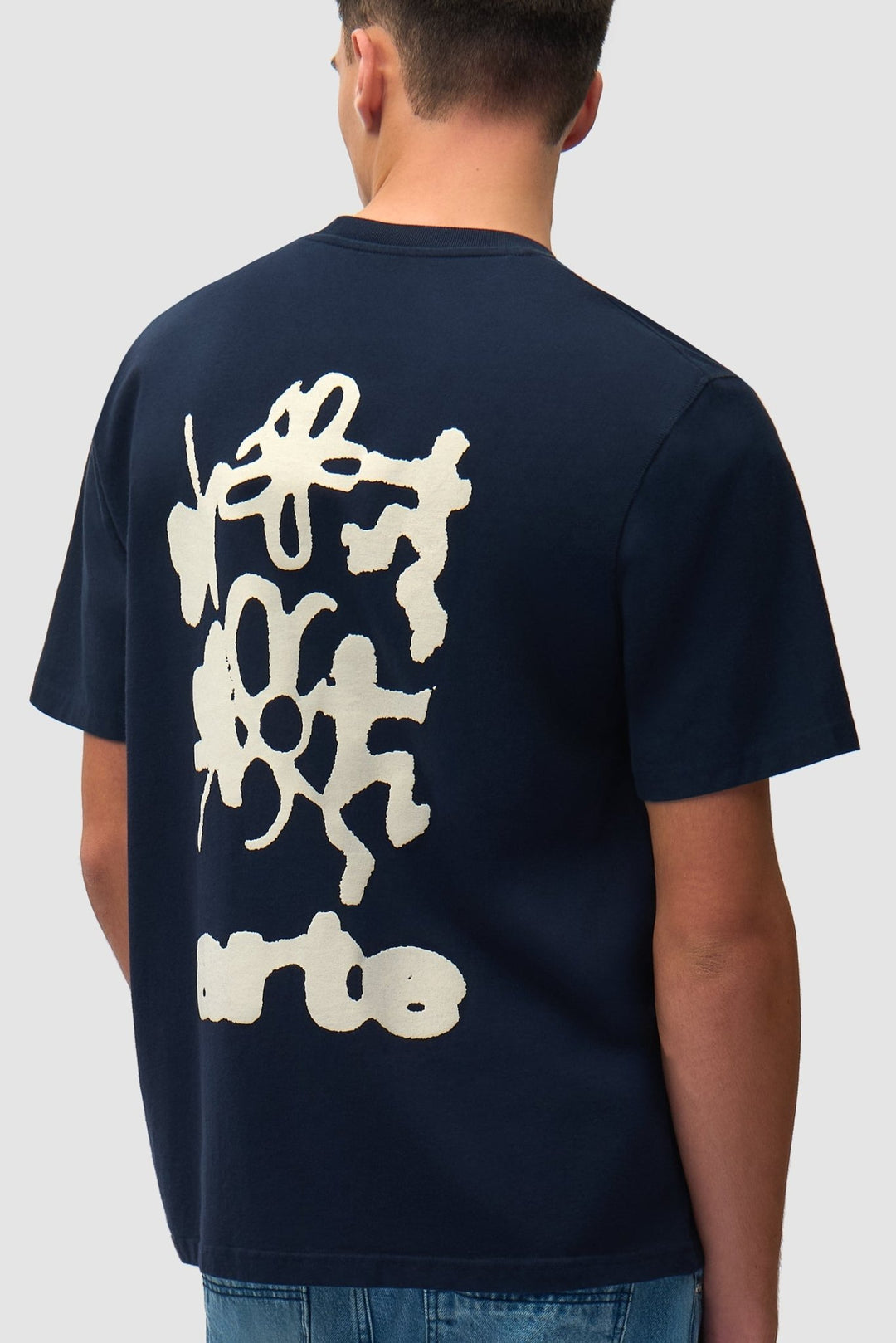ARTE - T-shirt imprimé flou au dos en coton Bleu marine - Lothaire