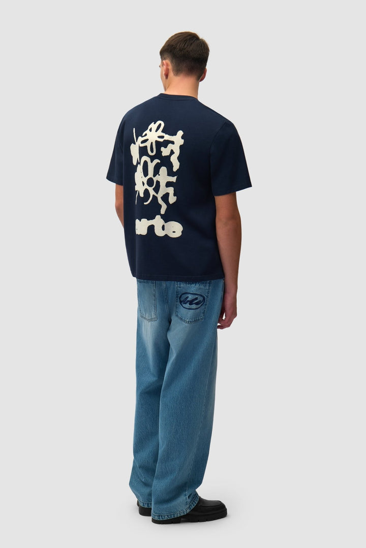 ARTE - T-shirt imprimé flou au dos en coton Bleu marine - Lothaire
