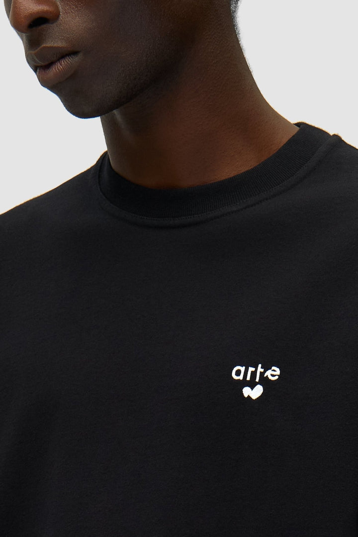 ARTE - T-shirt logo cœur brodé en coton Noir - Lothaire