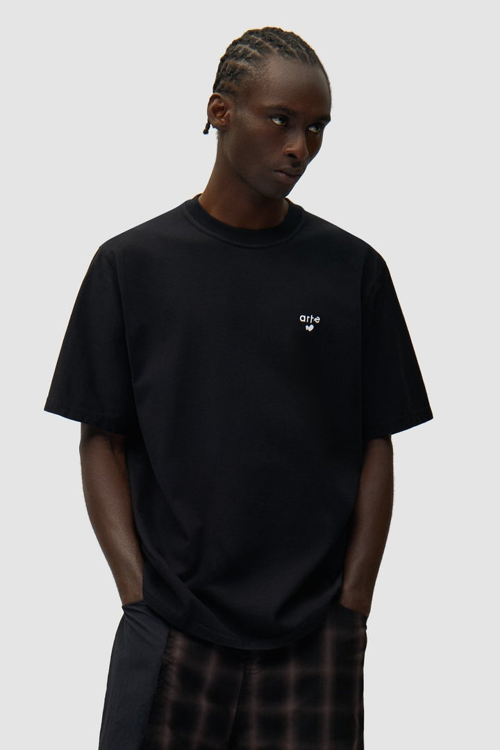 ARTE - T-shirt logo cœur brodé en coton Noir - Lothaire