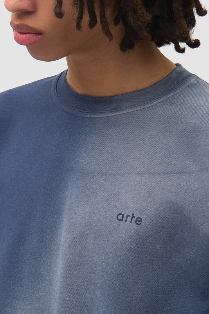 ARTE- T-shirt Stencil Sunfade à manches longues Bleu marine - Lothaire