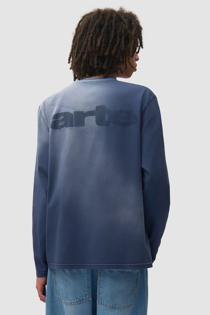 ARTE- T-shirt Stencil Sunfade à manches longues Bleu marine - Lothaire