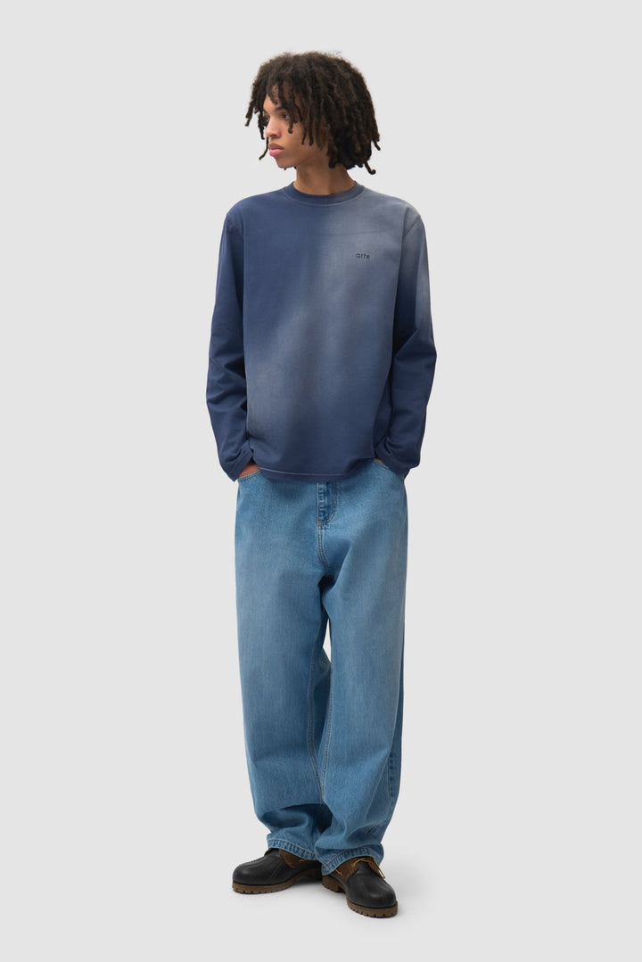 ARTE- T-shirt Stencil Sunfade à manches longues Bleu marine - Lothaire