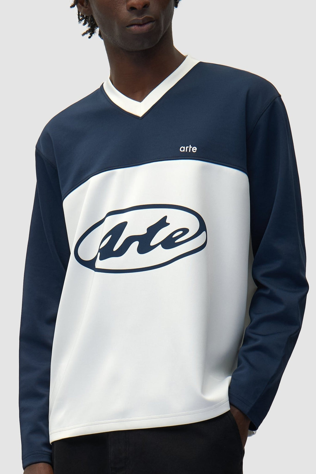 ARTE - T-Shirts Logo cercle à manches longues Blanc et Marine - Lothaire