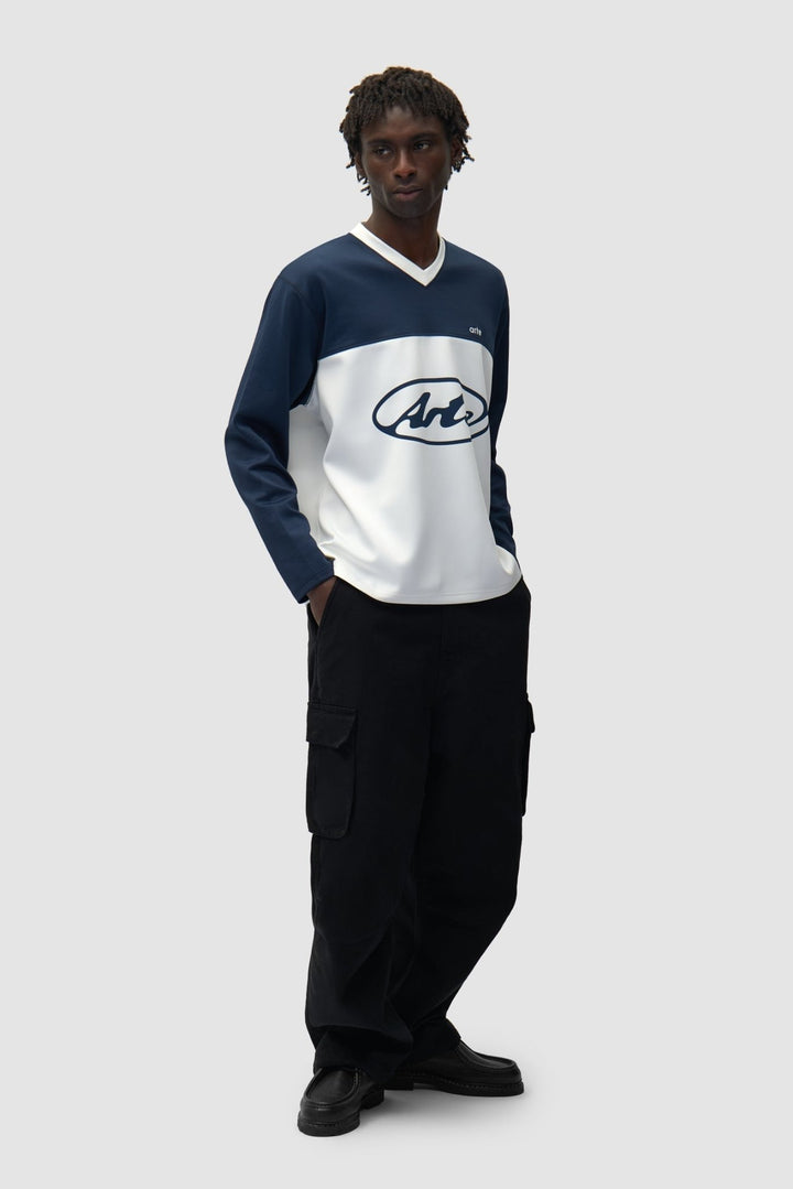 ARTE - T-Shirts Logo cercle à manches longues Blanc et Marine - Lothaire