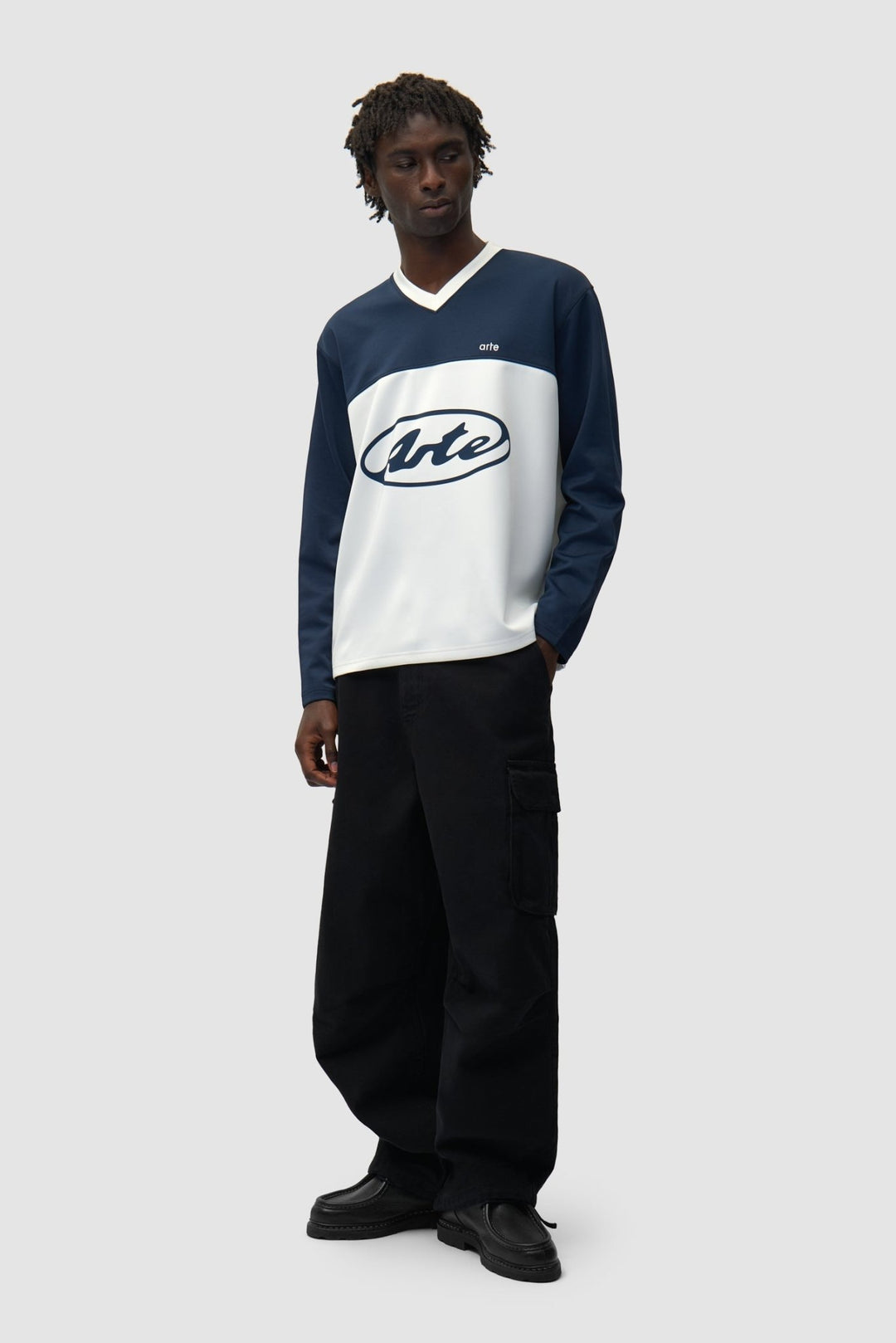 ARTE - T-Shirts Logo cercle à manches longues Blanc et Marine - Lothaire