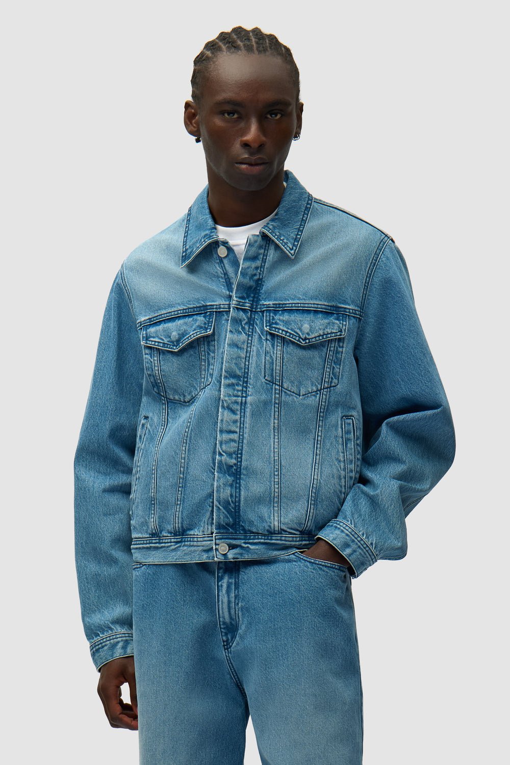 ARTE - Veste en jean avec logo cercle Bleu - Lothaire