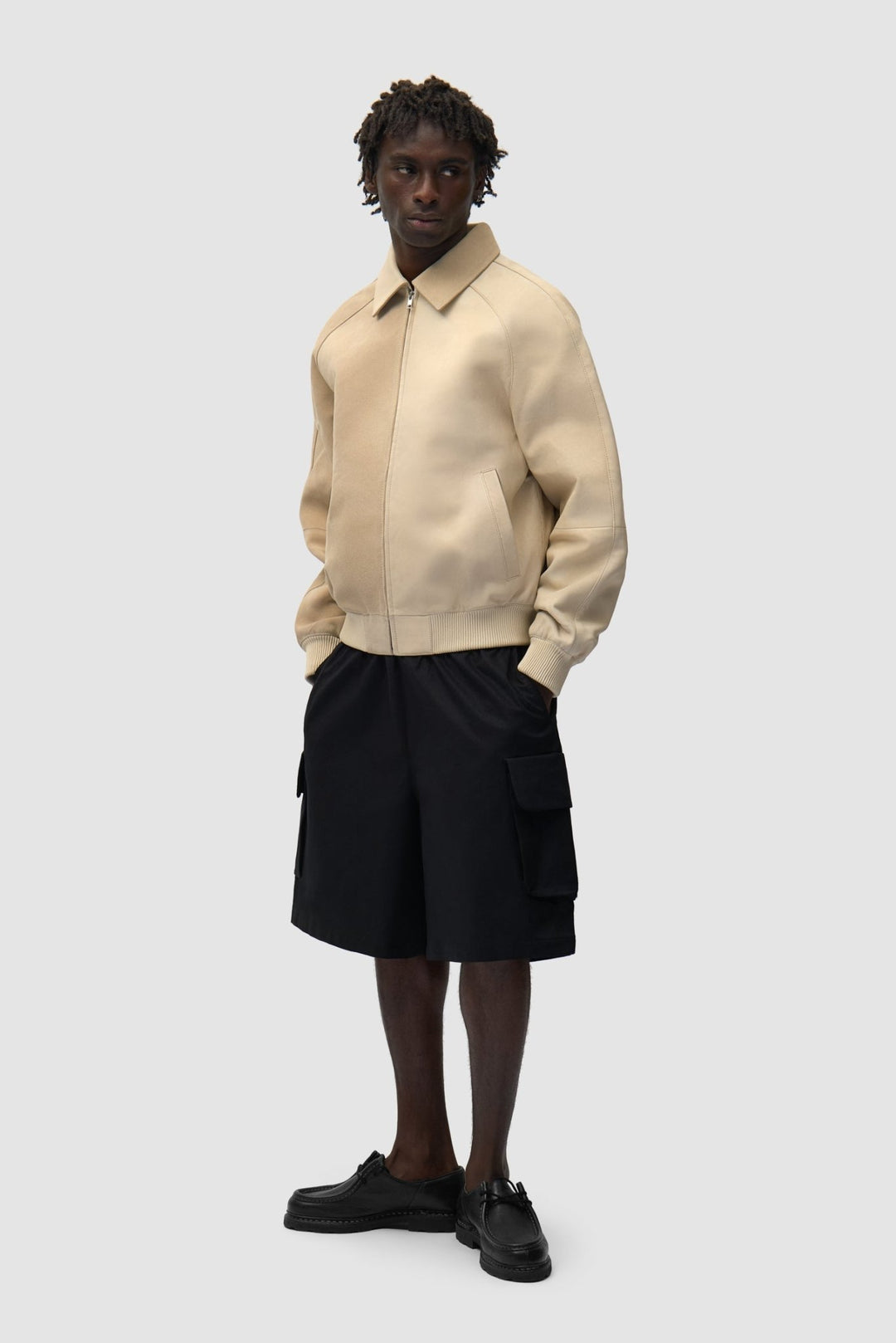 ARTE - Veste Multi - Matières en Cuir Crème - Lothaire