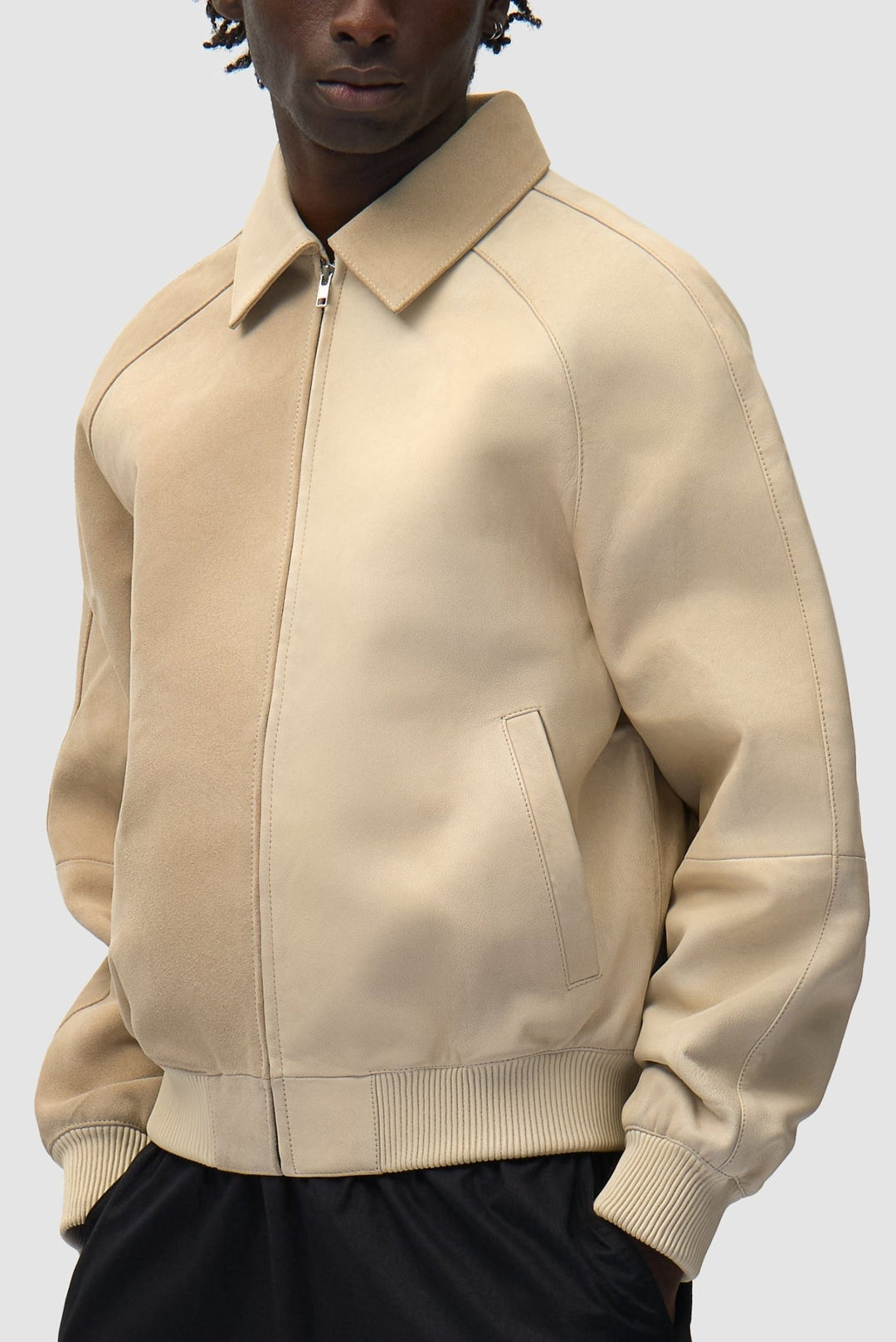 ARTE - Veste Multi - Matières en Cuir Crème - Lothaire
