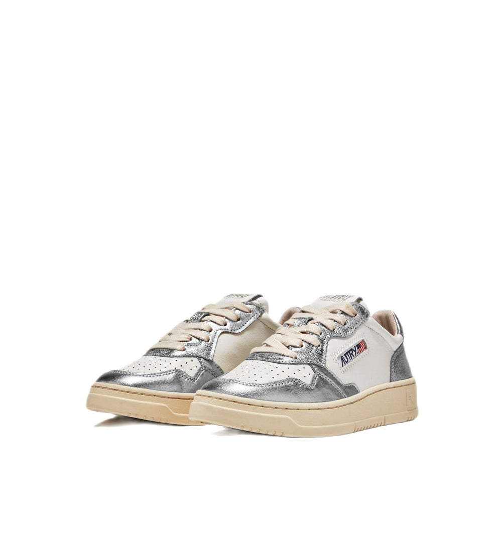 AUTRY - Basket basse cuir blanc et argent métallisé - Lothaire
