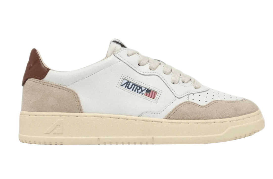 AUTRY - Basket basse Medalist cuir blanc et daim marron - Lothaire