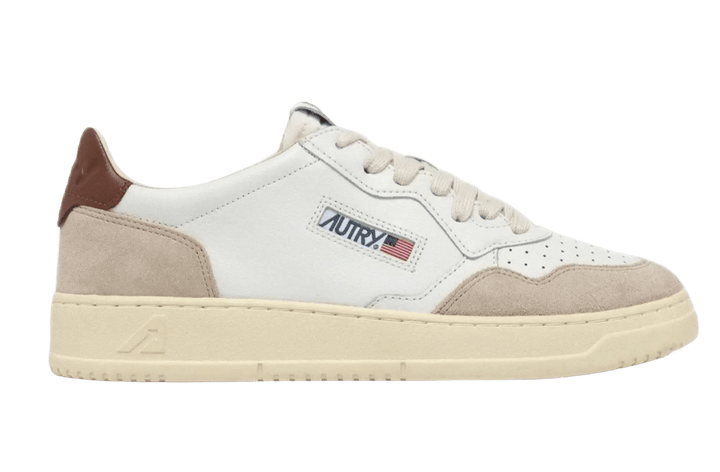 AUTRY - Basket basse Medalist cuir blanc et daim marron - Lothaire