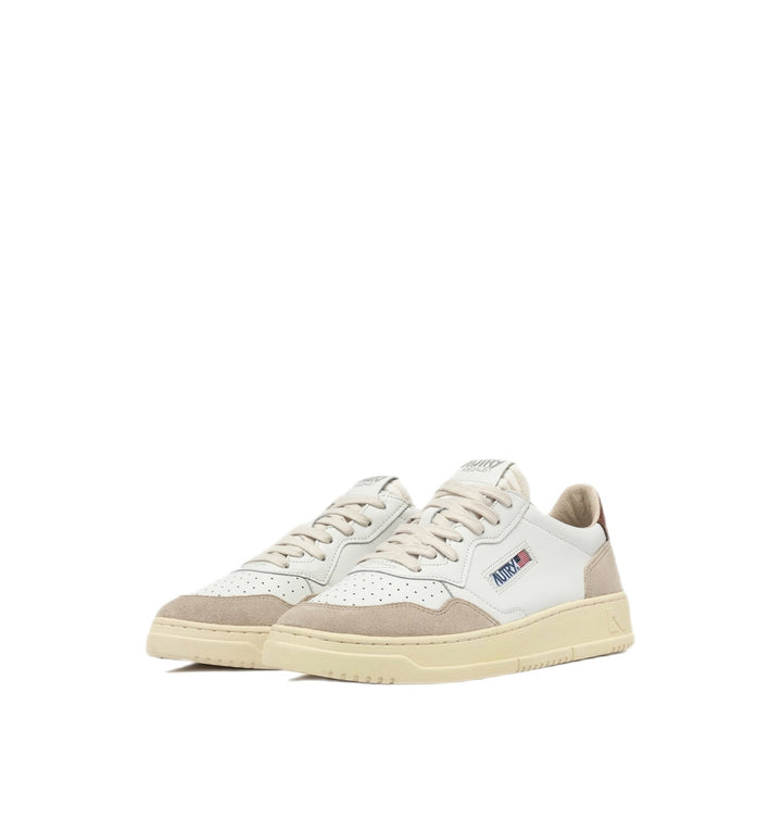 AUTRY - Basket basse Medalist cuir blanc et daim marron - Lothaire