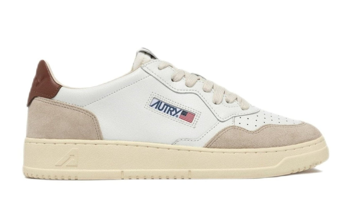 AUTRY - Basket basse Medalist cuir blanc et daim marron - Lothaire