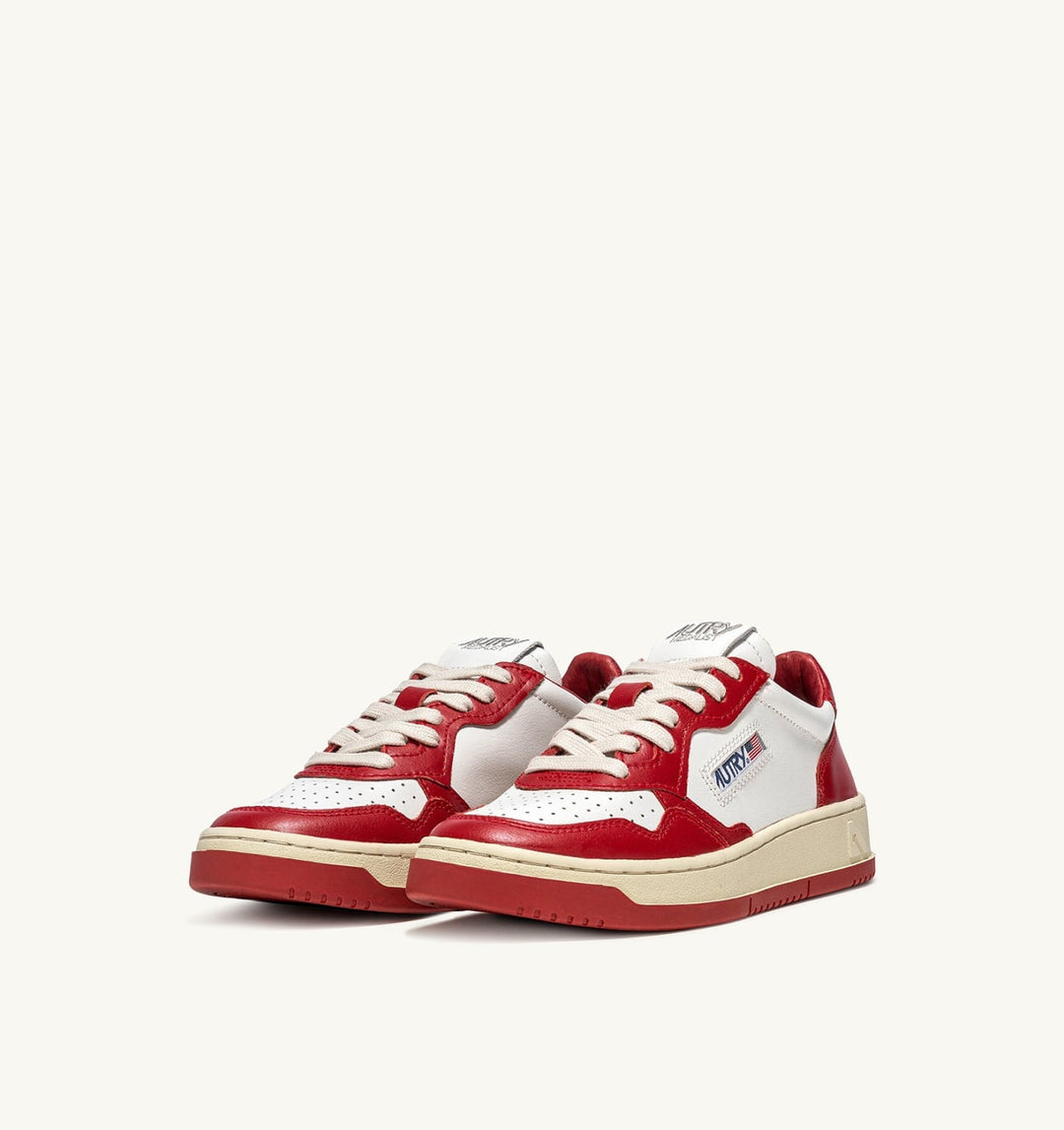 AUTRY - Baskets Basses Bicolores Medalist en cuir Blanc et Rouge – Lothaire