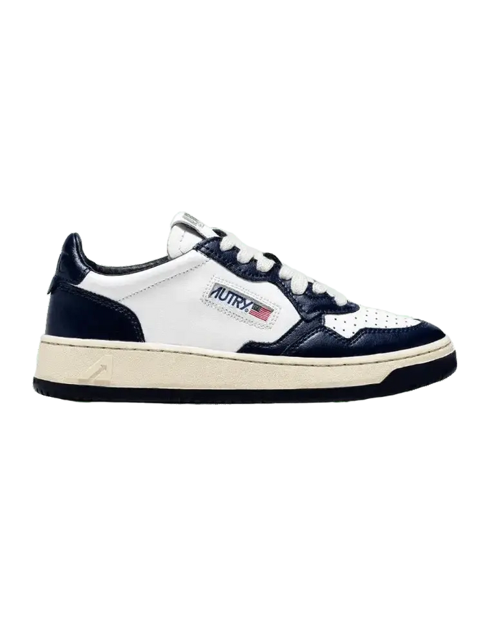 AUTRY - Baskets medalist low bicolor en cuir Blanc et Bleu - Lothaire