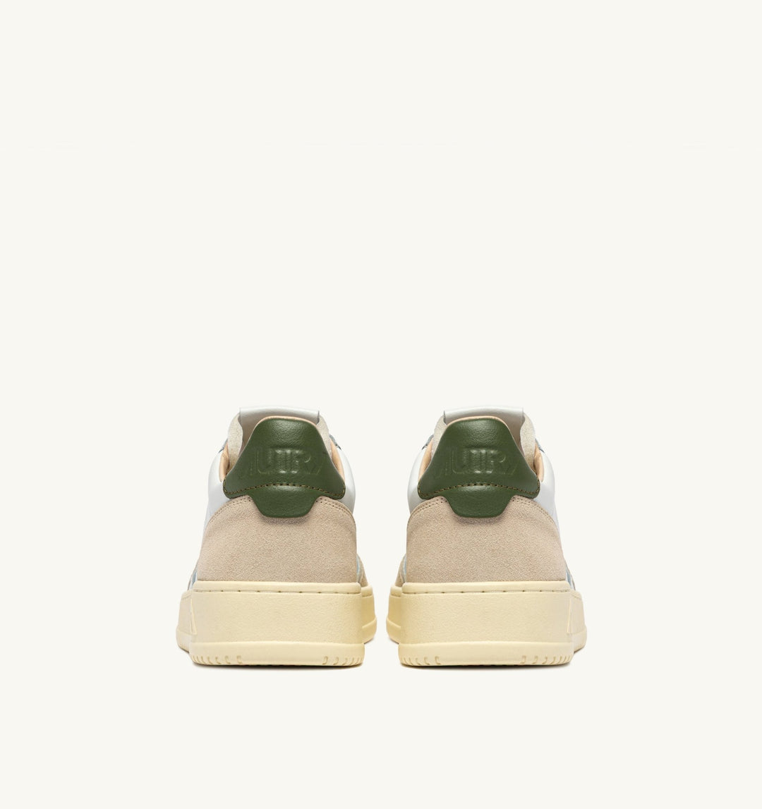 AUTRY - Baskets medalist low en cuir blanc et bronze green et daim beige - Lothaire