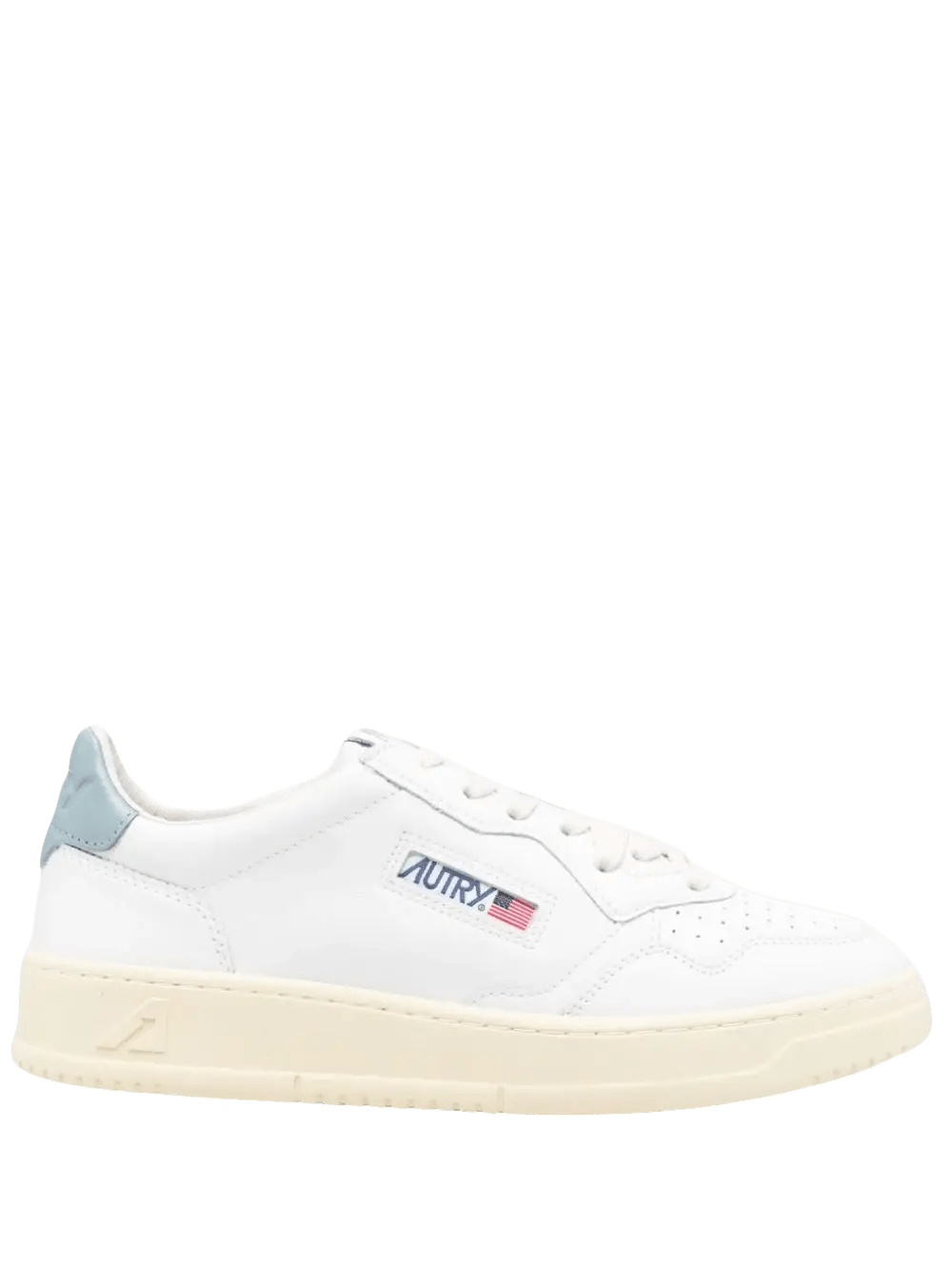 AUTRY - BASKETS MEDALIST LOW EN CUIR BLANC ET DAIM BLEU - Lothaire