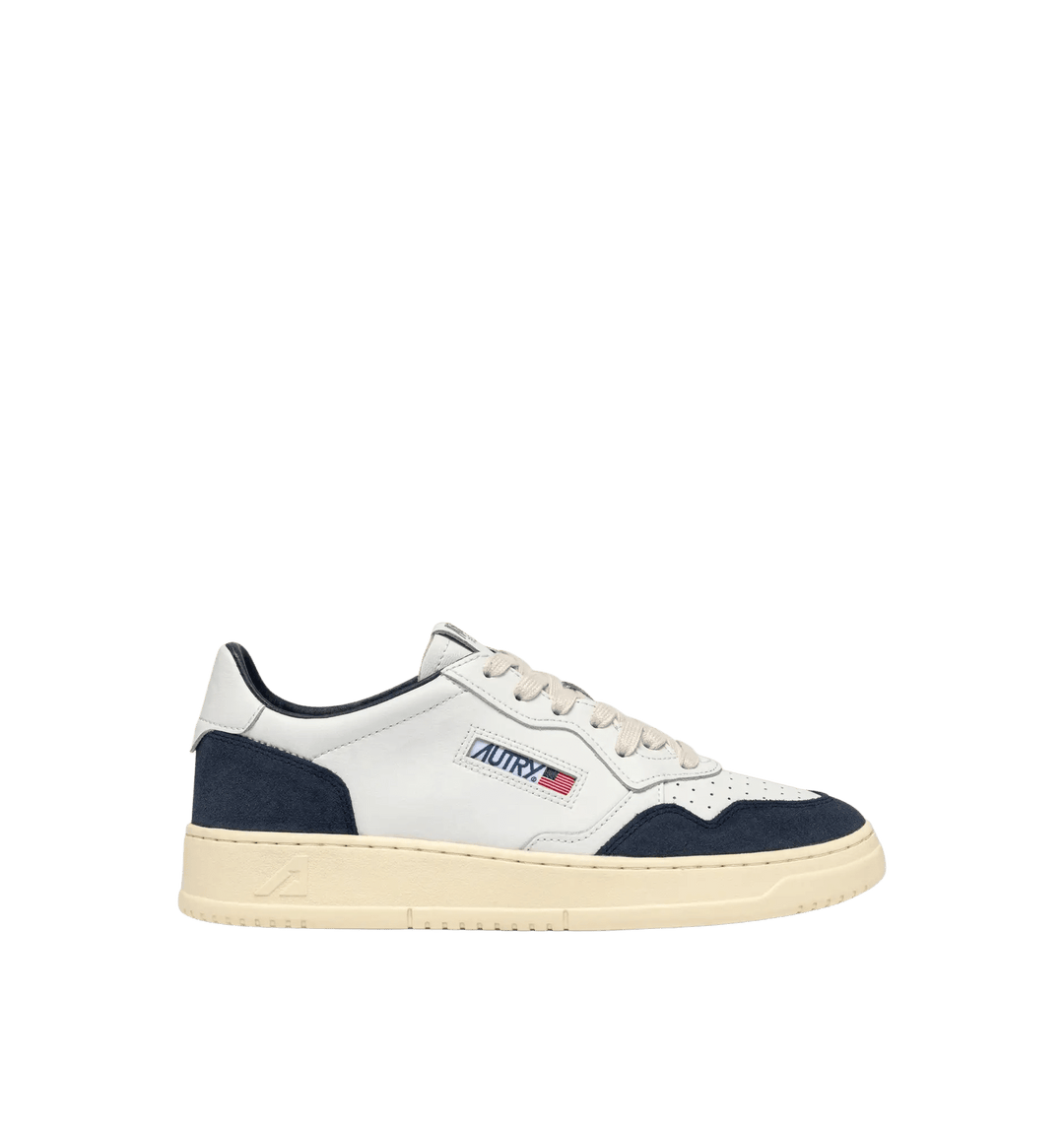 AUTRY - Baskets medalist low en cuir blanc et daim denim - Lothaire