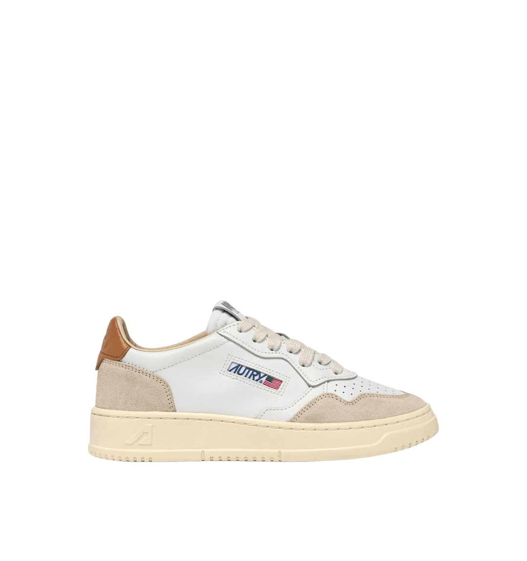 AUTRY - Baskets medalist low en cuir blanc et Lion et daim beige - Lothaire