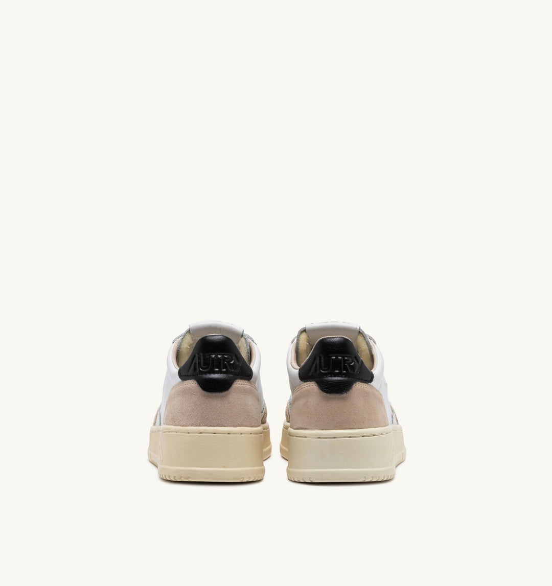 AUTRY - BASKETS MEDALIST LOW EN CUIR BLANC ET NOIR ET DAIM BEIGE - Lothaire