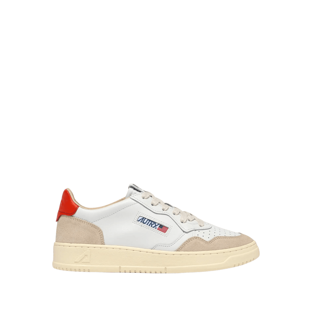 AUTRY - Baskets medalist low en cuir blanc et pumpkin et daim beige - Lothaire