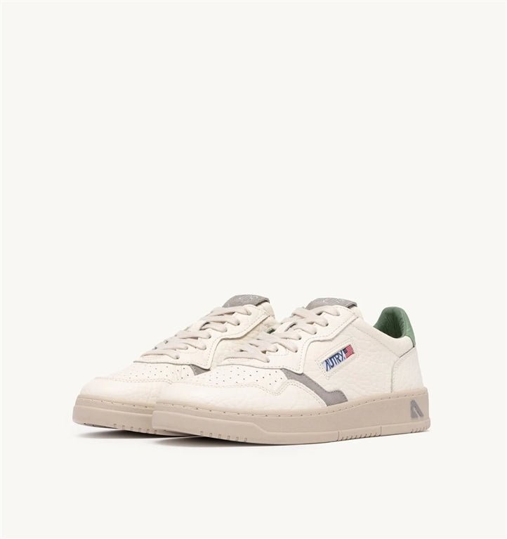 AUTRY - Baskets Medalist Low en cuir Blanc/Vert/Gris - Lothaire
