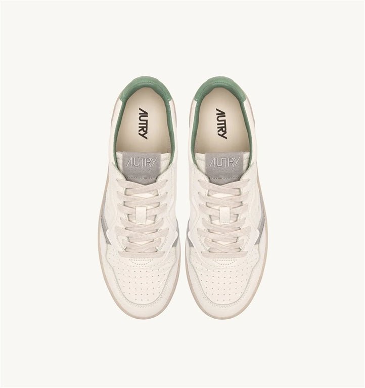AUTRY - Baskets Medalist Low en cuir Blanc/Vert/Gris - Lothaire