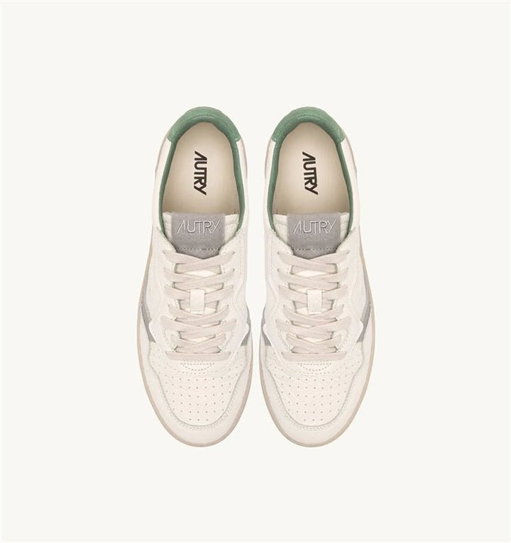 AUTRY - Baskets Medalist Low en cuir Blanc/Vert/Gris - Lothaire