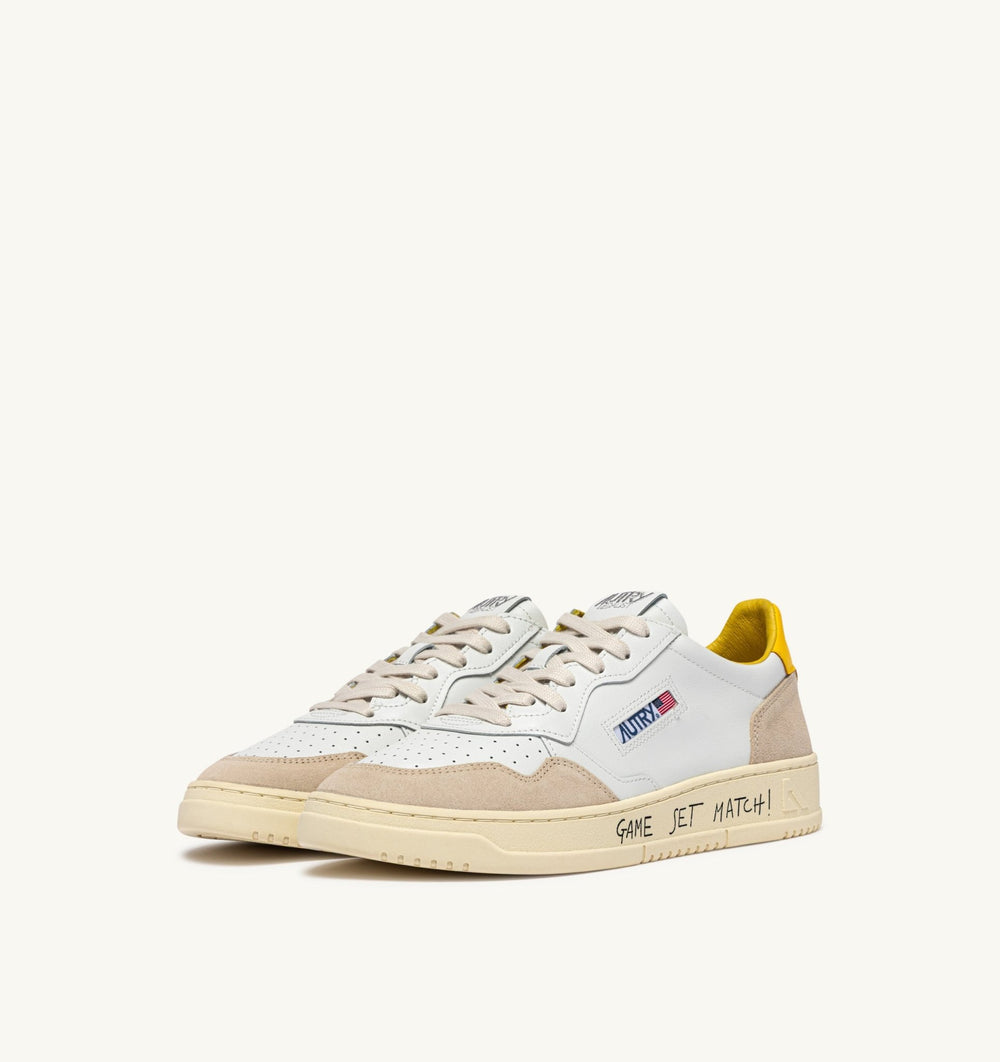 AUTRY - Baskets medalist low en cuir et daim blanc et slickrt avec lettering - Lothaire