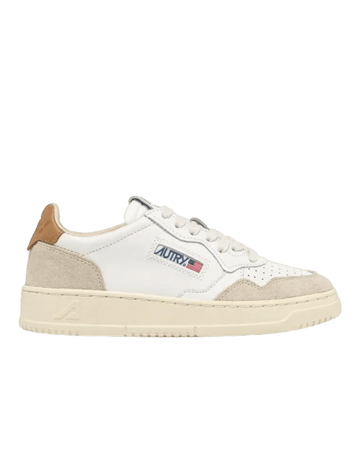 AUTRY - Baskets medalist low en daim et cuir blanc et brown sugar - Lothaire