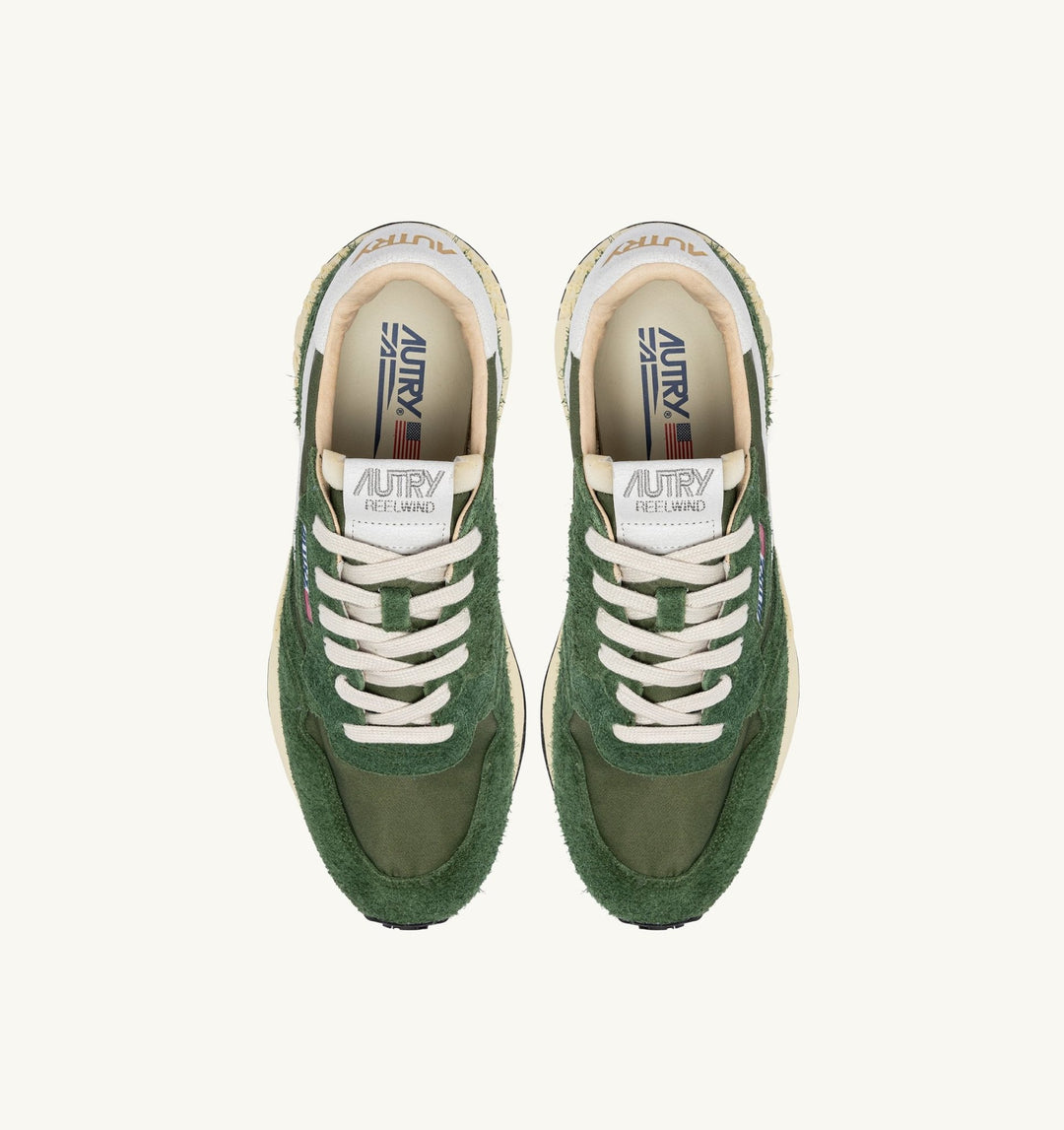 AUTRY - BASKETS REELWIND LOW EN NYLON ET DAIM VERT MILITARY - Lothaire