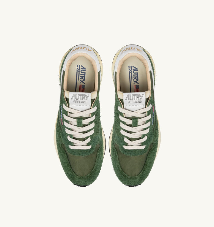 AUTRY - BASKETS REELWIND LOW EN NYLON ET DAIM VERT MILITARY - Lothaire