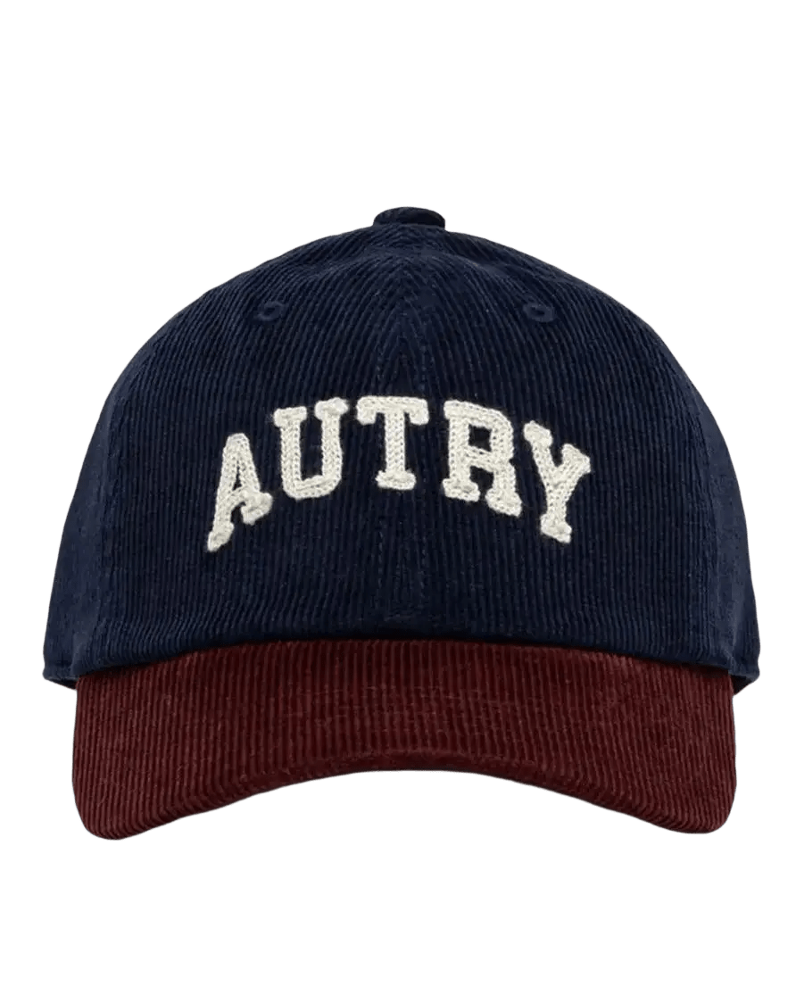 AUTRY - Casquette Bicolore en Velours Côtelé Bleu Foncé - Lothaire
