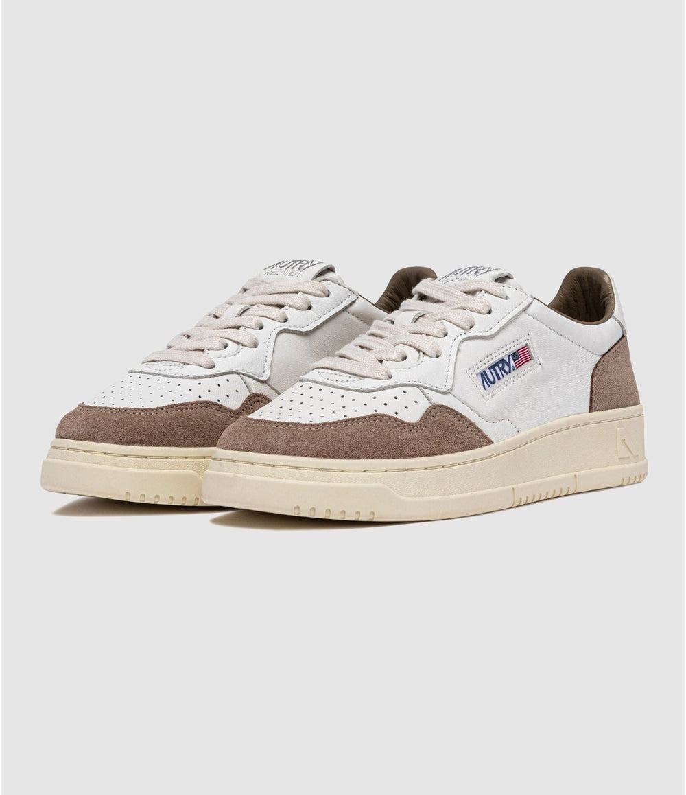 AUTRY - Sneakers Medalist Low pour homme en cuir et daim Blanc et Antilope - Lothaire